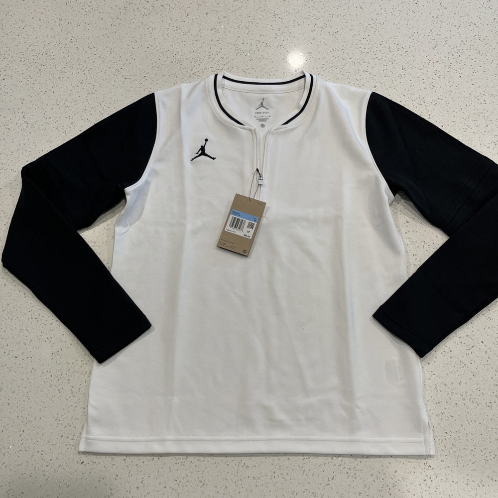 Nike Air Jordan Dri-Fit Half-Zip Pullover Top, Women Size M, Black/white , NWT